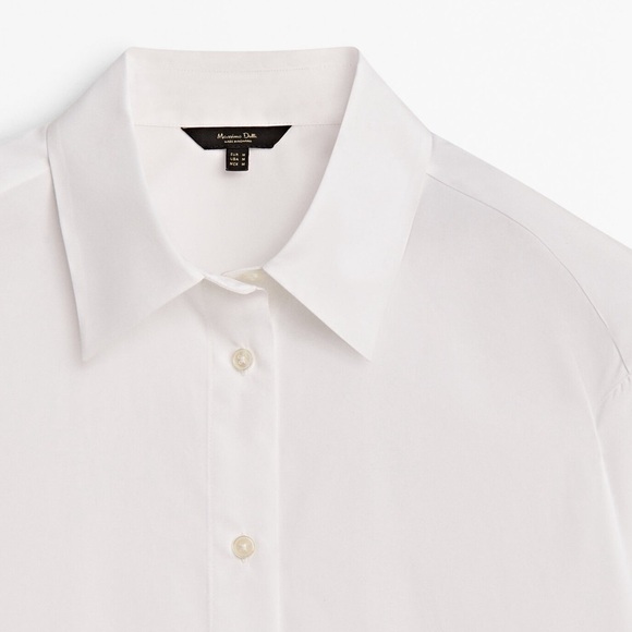NWT. Massimo Dutti White Poplin Shirt with Side Seam Details. Size S. - Picture 6 of 11